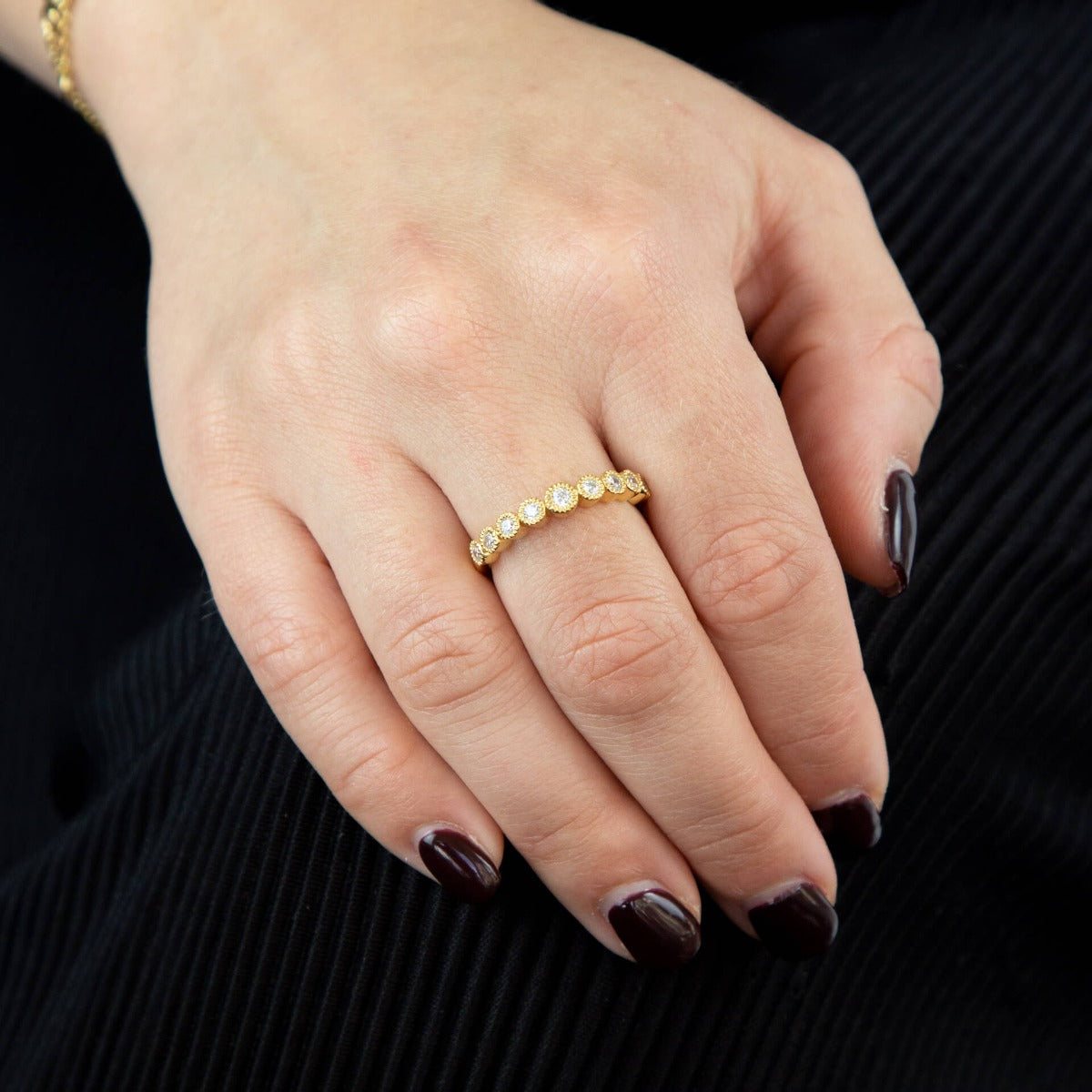 Millegrain Edge Cubic Zirconia Ring
