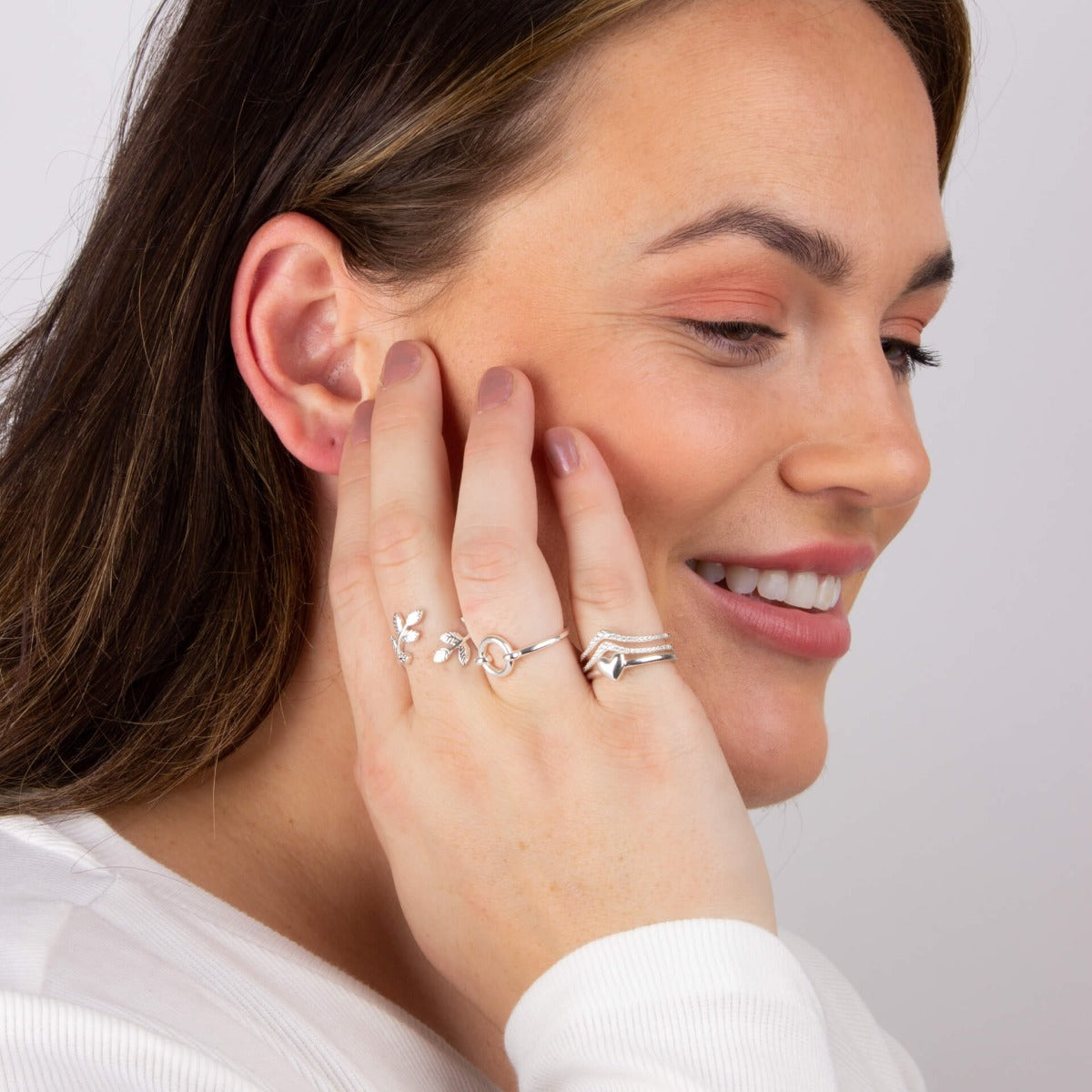 Double Row Wishbone Ring with CZ