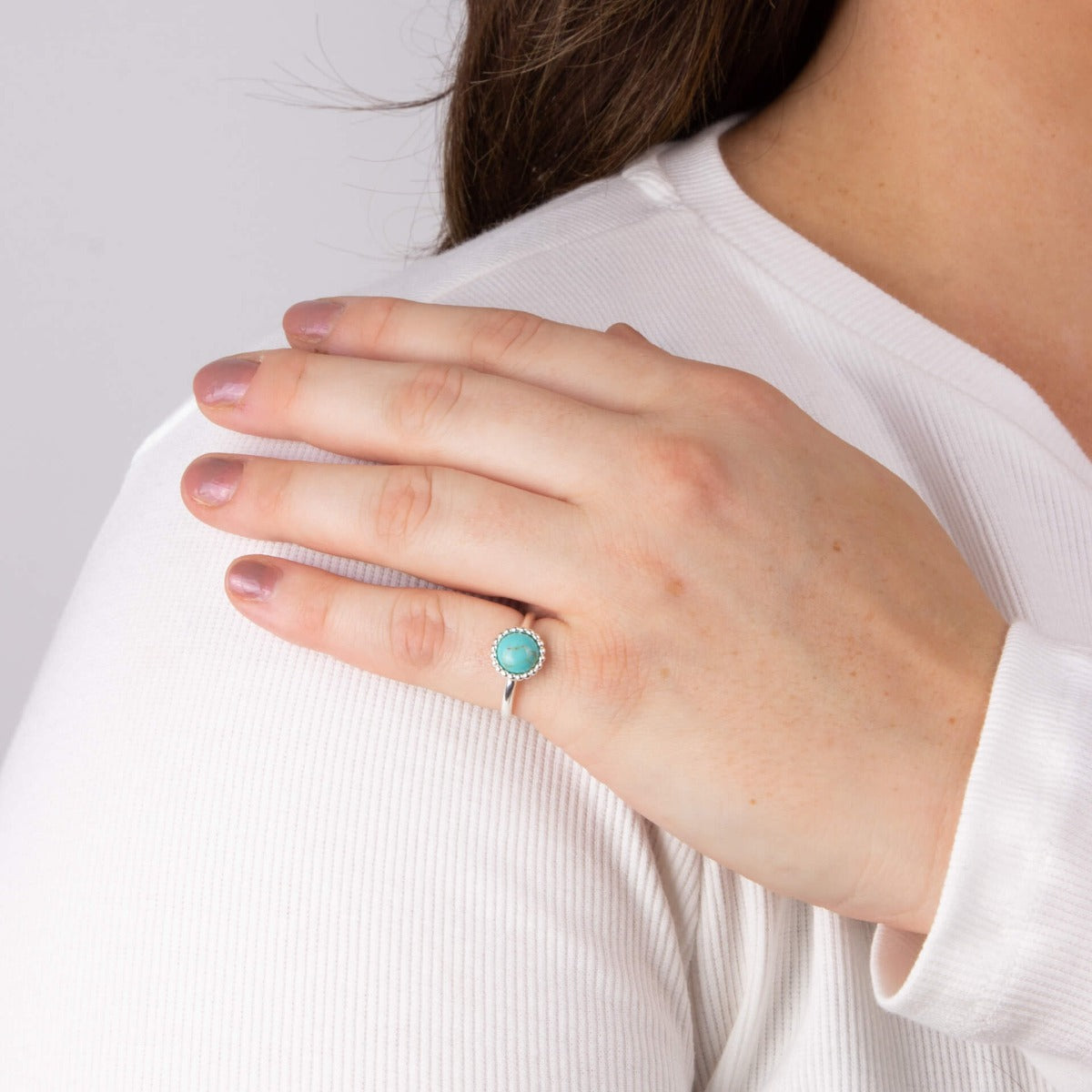 Stippled Border Turquoise Ring