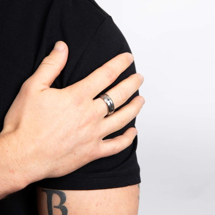 Brushed and Polished Tungsten Ring