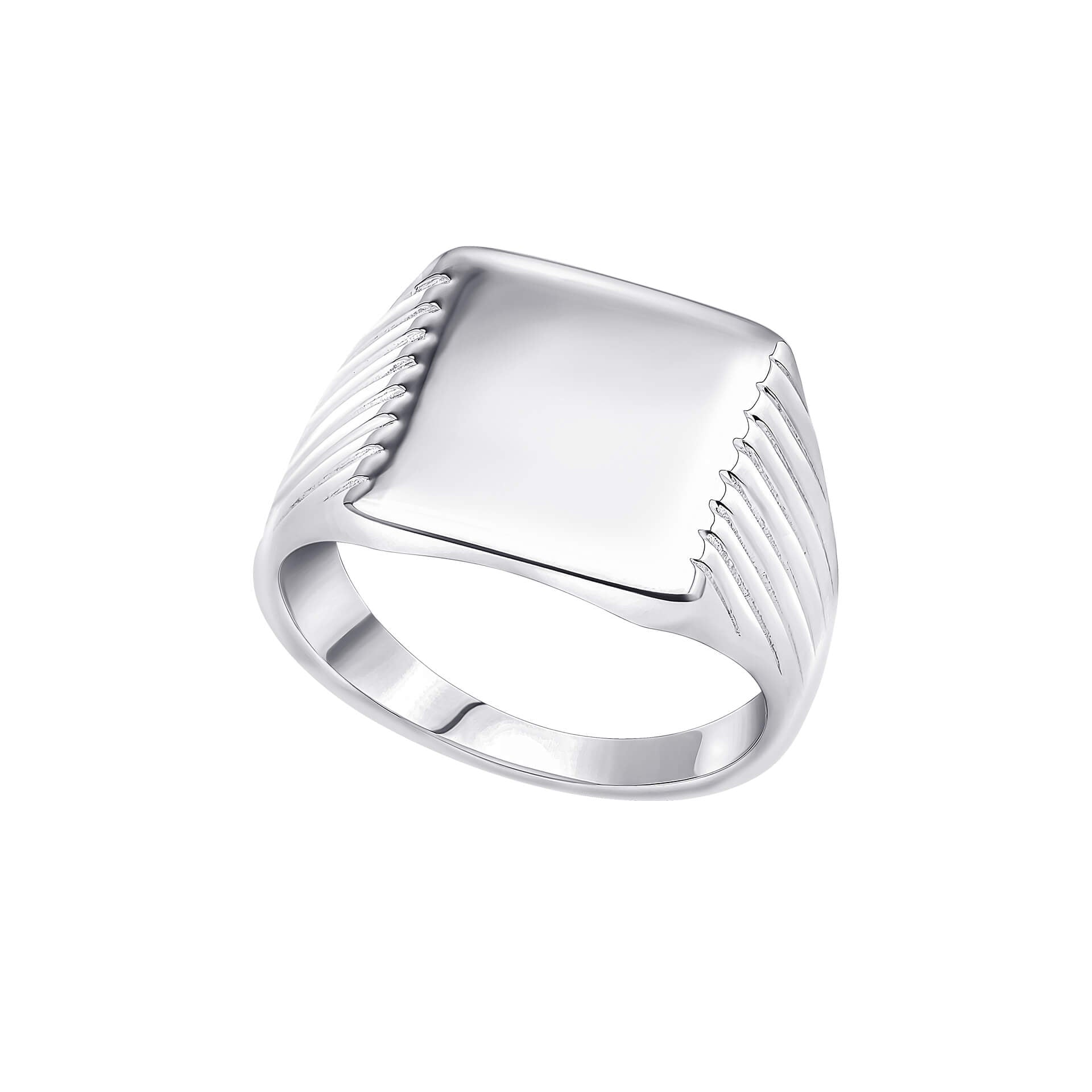Square Signet Ring with Ridged Sides