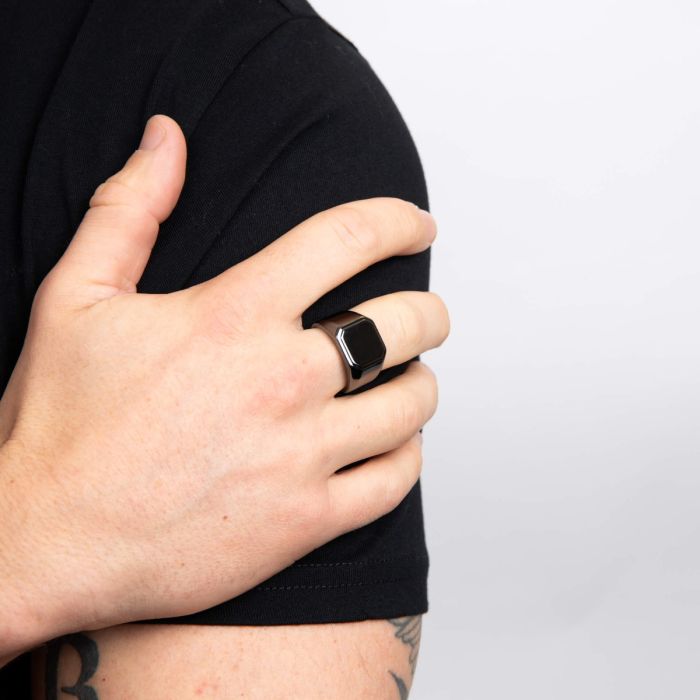 Gunmetal Plated Square Signet Ring