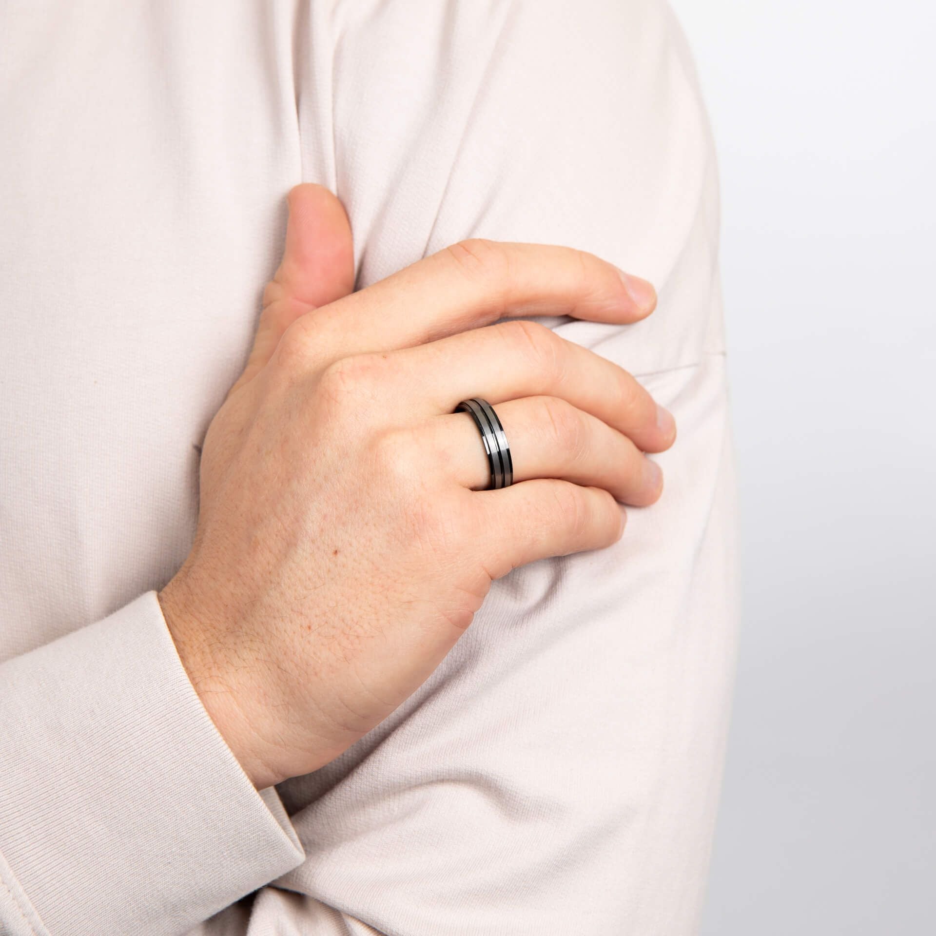 Black Stripe Tungsten Ring