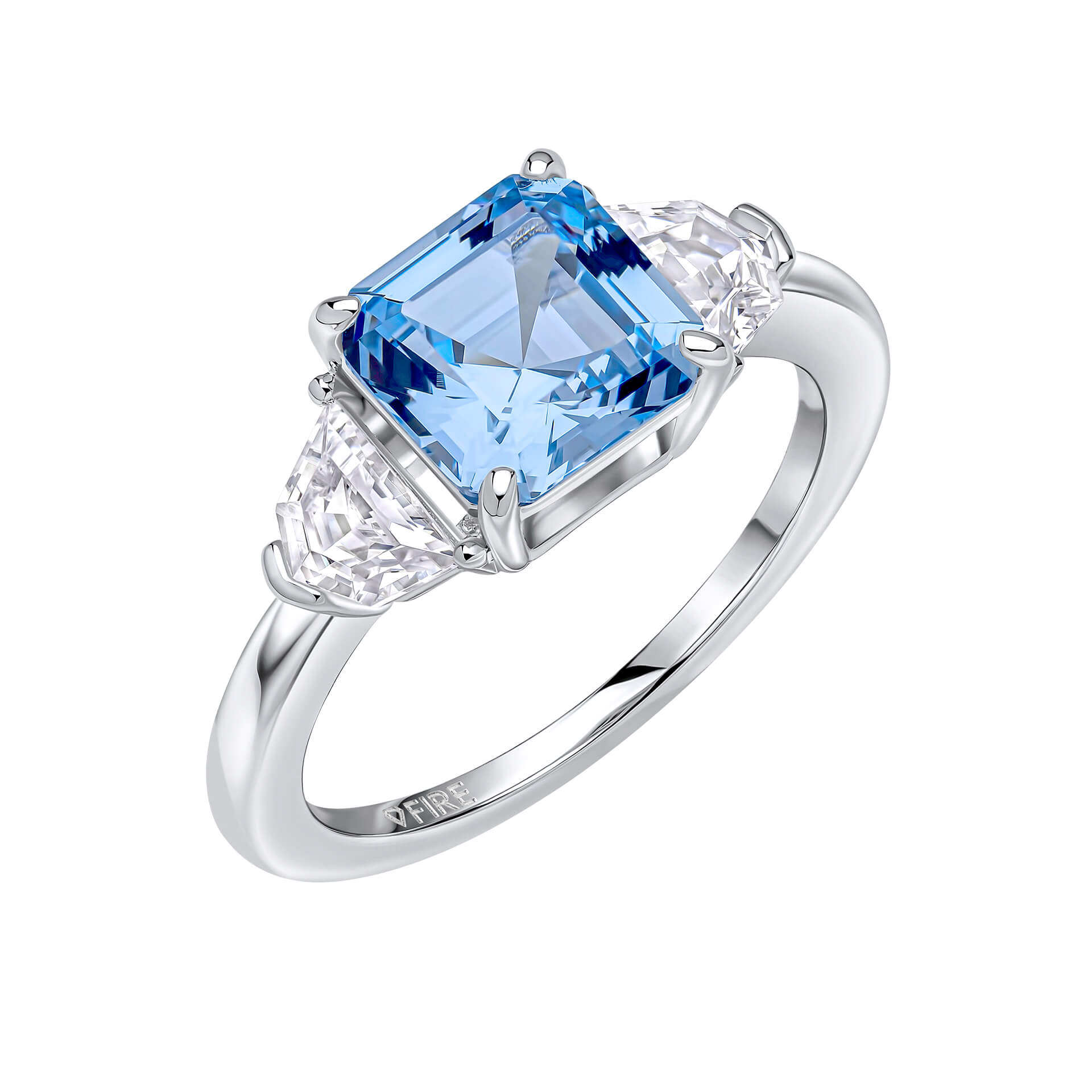 Square Cut Trilogy Ring