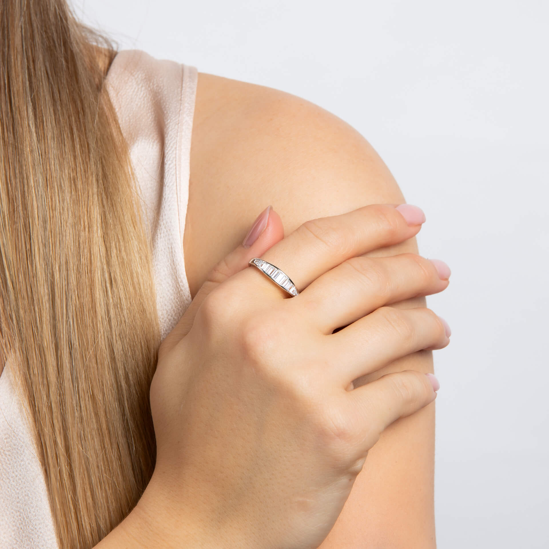 Channel Set Baguette Zirconia Ring