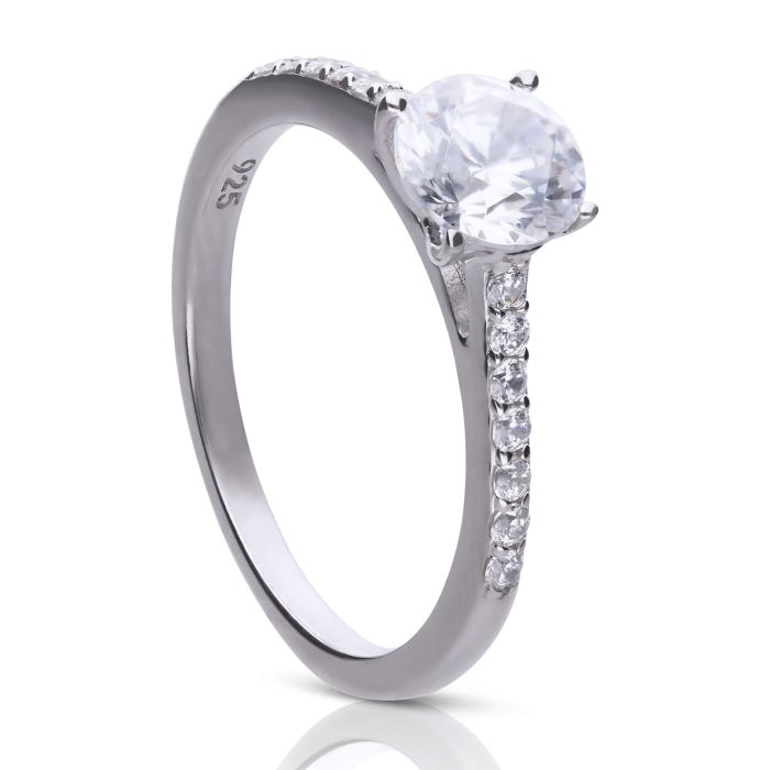 Oval Cut Solitaire Ring with Pave Shoulders