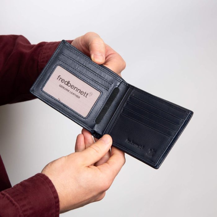 Navy Blue Leather Wallet