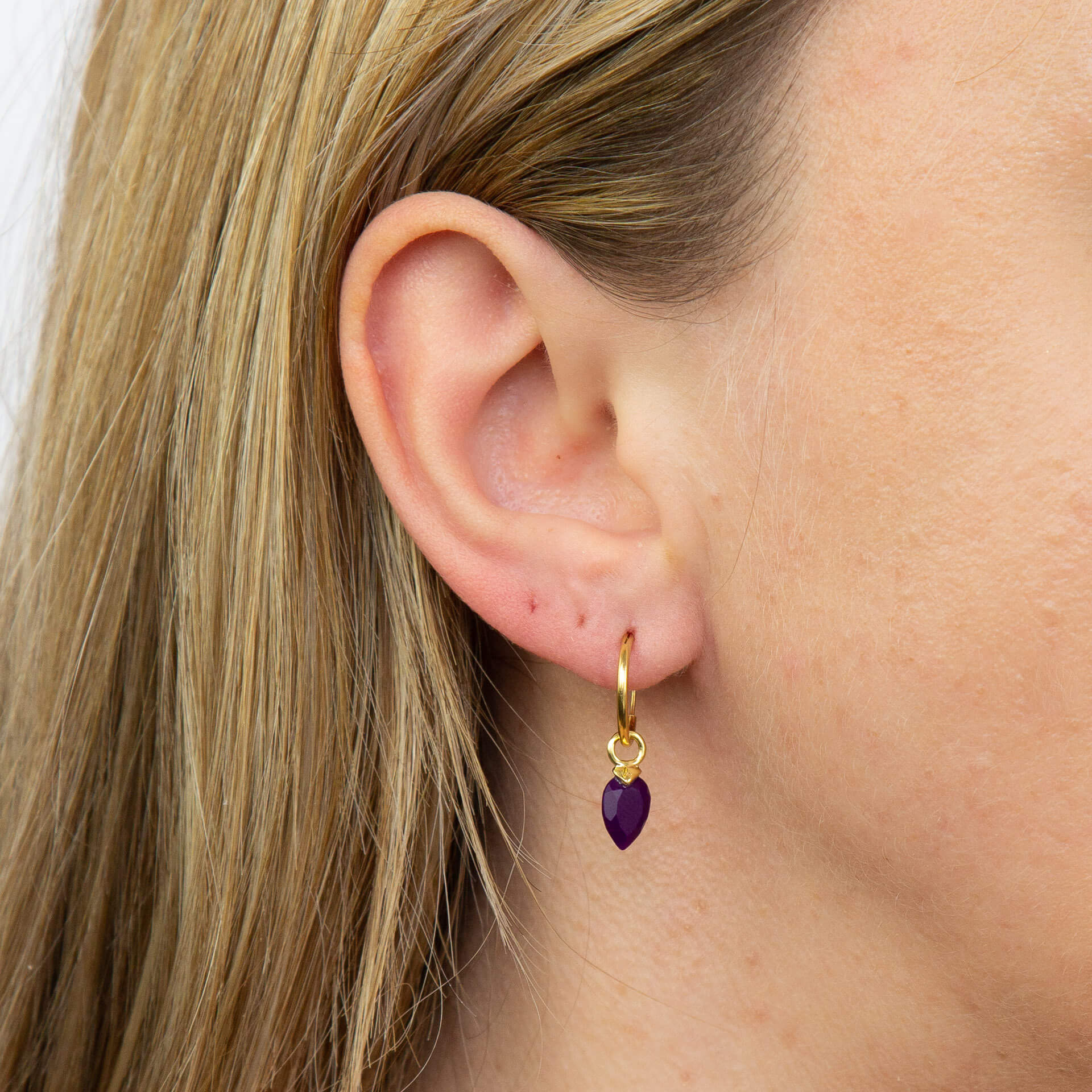 Chalcedony Birthstone Hoop Earring Charms