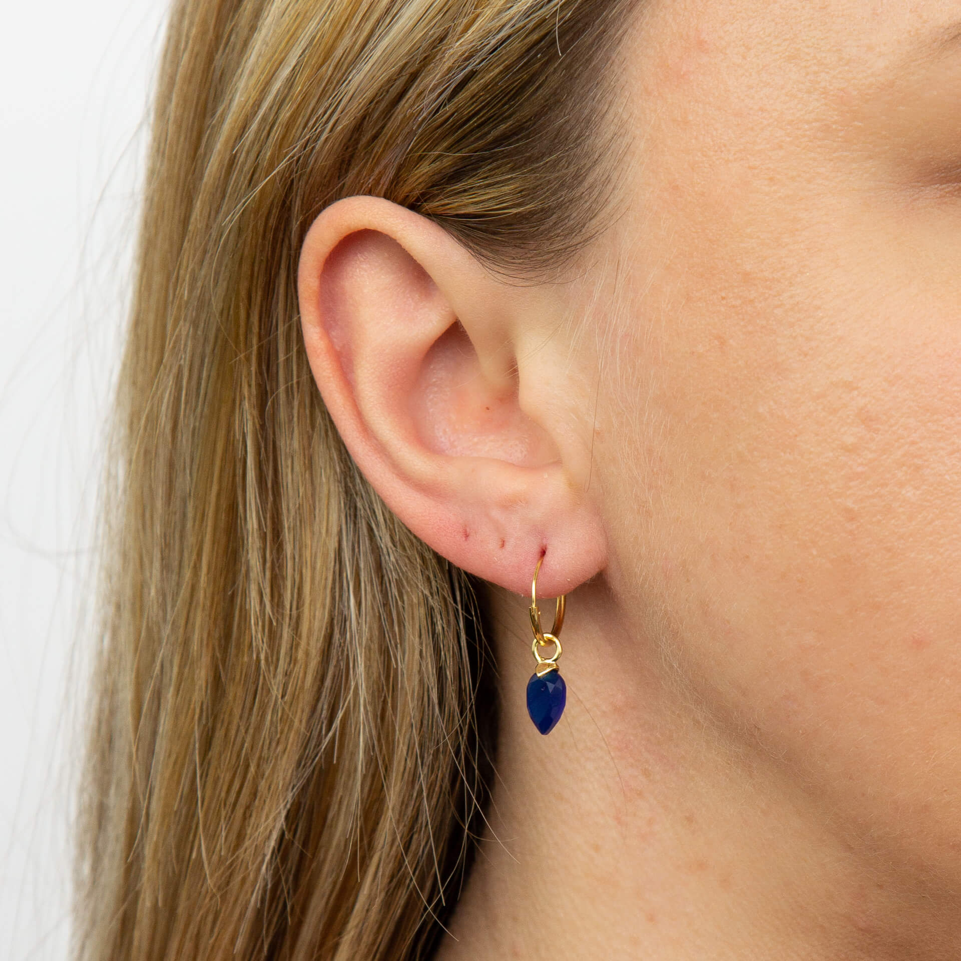 Chalcedony Birthstone Hoop Earring Charms