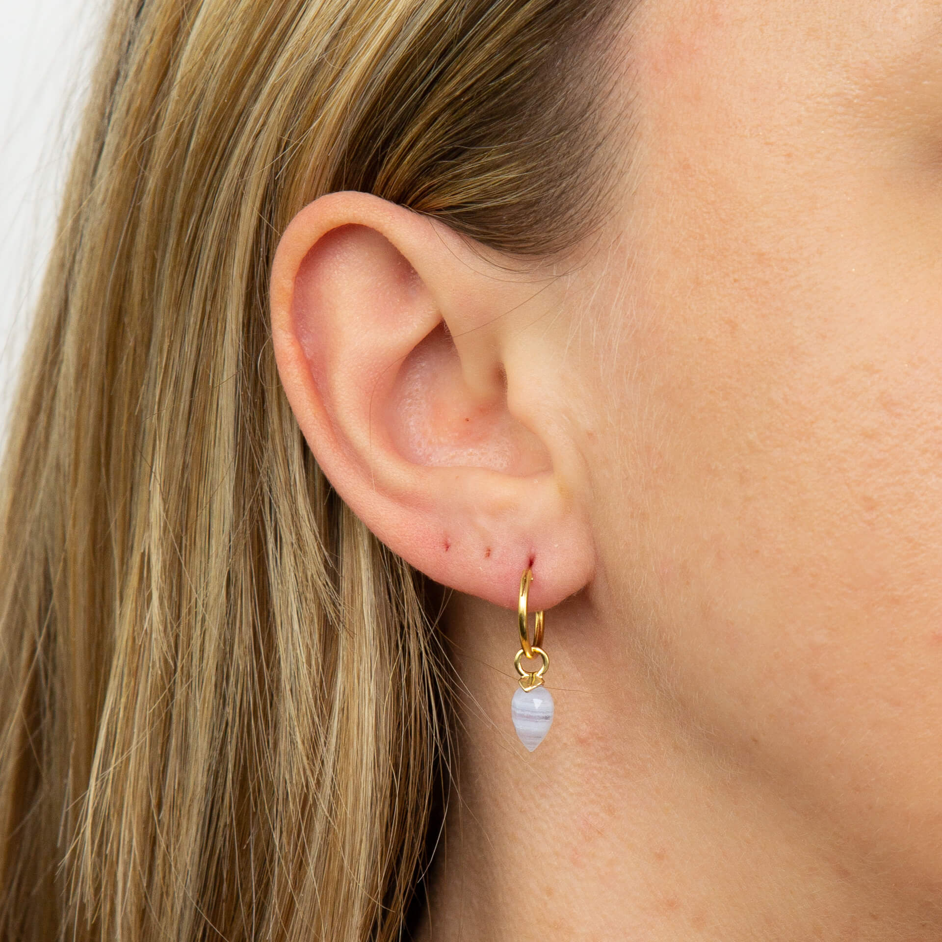 Chalcedony Birthstone Hoop Earring Charms