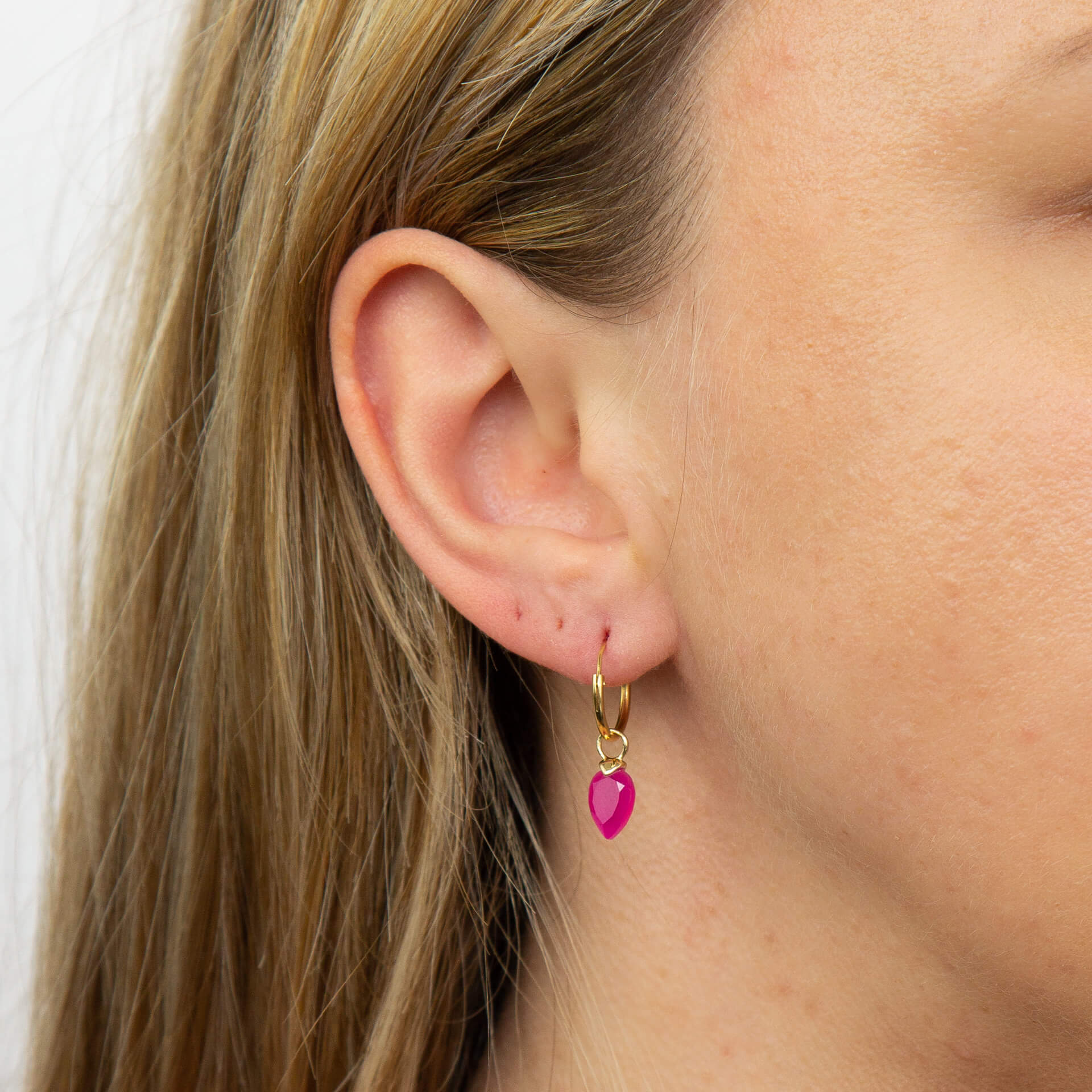 Chalcedony Birthstone Hoop Earring Charms