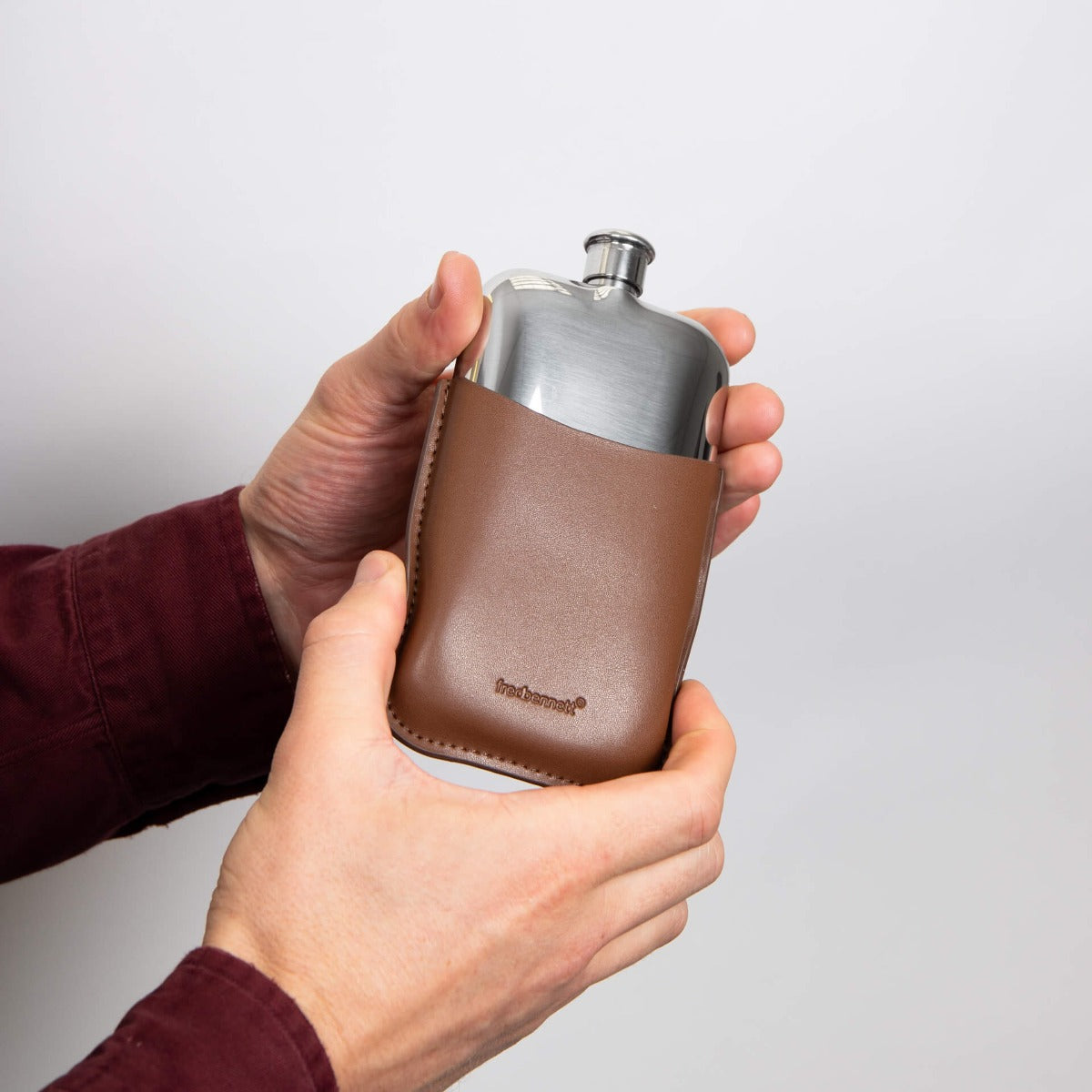 Hip Flask with Leather Sleeve