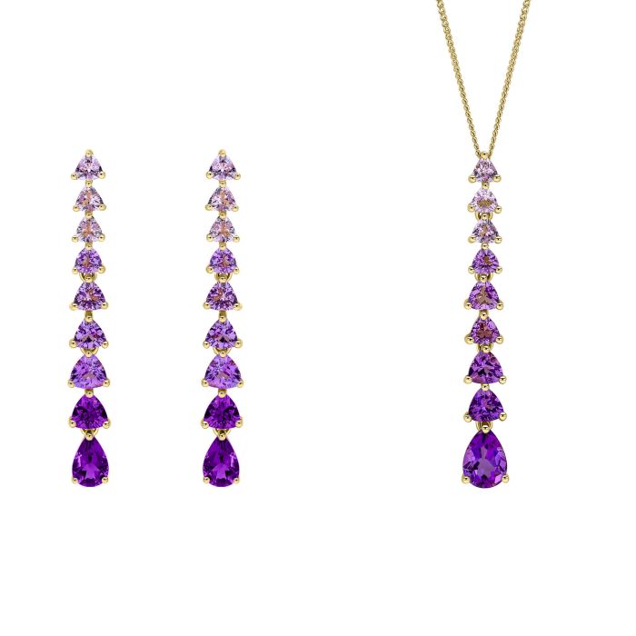 Trillion and Pear Amethyst Set